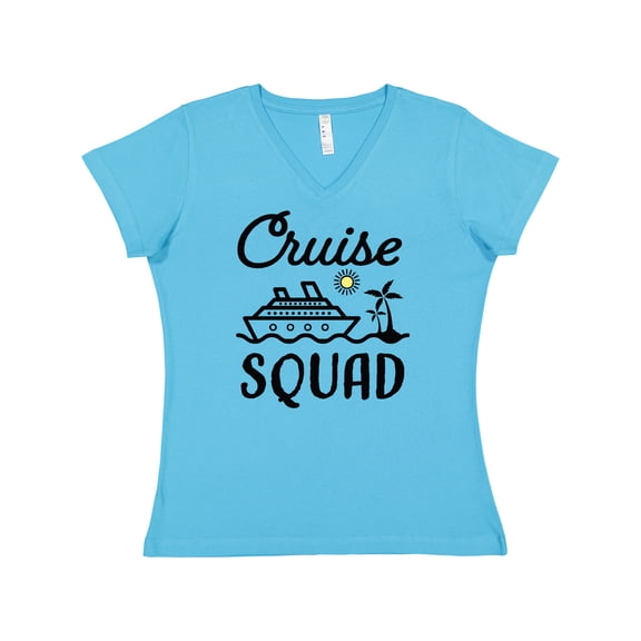 Inktastic Cruise Squad with Vector Cruise Ship and Palm Trees Women's V-Neck T-Shirt