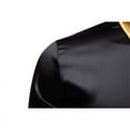 thumbnail image 5 of Spring Men's Satin Luxury Color Blocked Shirts Fashion Smooth Tuxedo Long Sleeve Shirt Wedding Party Prom Casual Shirt Business, 5 of 9