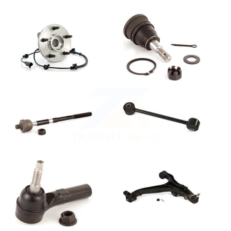 Transit Auto Front Left Hub Bearing Assembly Lower Control Arm with Ball Joint Upper Outer Inner Tie Rod Sway Bar Stabilizer Link Kit (6Pc) for Car Jeep Grand Cherokee Commander K7T-105609