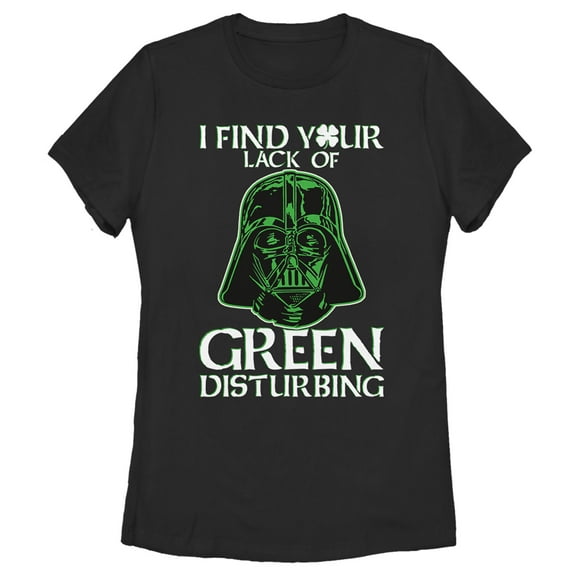Women's Star Wars St. Patrick's Day Vader Lack of Green Clover  Graphic Tee Black X Large