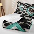 thumbnail image 4 of Feelyou Vintage Brown Alphabet M Bed Spread Queen for Women Men, Turquoise Western Cowhide Queen Coverlet Set, 3 Pieces, 4 of 7