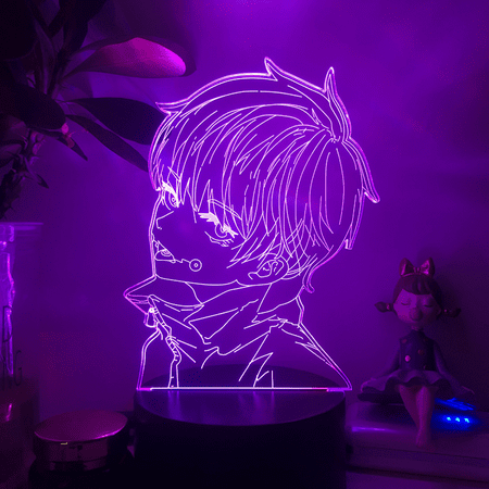 

JUSTUP Anime Spell Fighting Gojo Satoru 3D LED Night Light with Touch Remote Control Children s Bedroom Decorative 3D Illusion Lamp --- Pattern F（Black Seat）