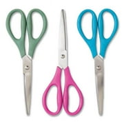 U Brands UBR6607U0124 Ueco Concave Tip Scissors, Assorted Color - Pack of 3