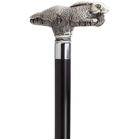 Walking Cane Scrimshaw Running Rabbit Derby Cane Black Shaft