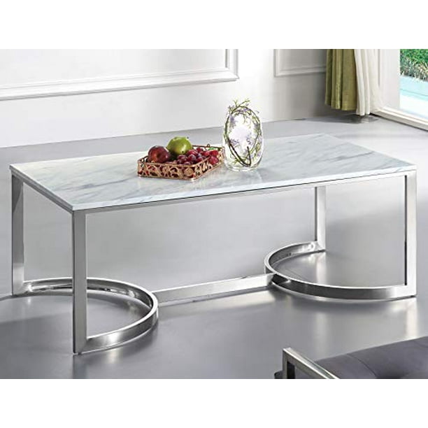 Furniture of america dess modern 2024 chrome metal oval coffee table