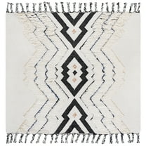 SAFAVIEH Kenya Alexa Southwestern Area Rug, Ivory/Black/Blue, 7' x 7' Square