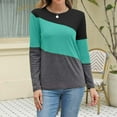 thumbnail image 7 of Womens Tops Color Block Tunic Tops Casual Long Sleeve Shirts Round Neck Pullover Blouses For Women, 7 of 7