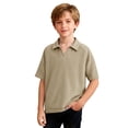 thumbnail image 6 of ITSAME T-Shirts for Boys, Short Sleeve Lapel Breathable Comfort Summer Casual Loose Tops Khaki Size 11, 6 of 7