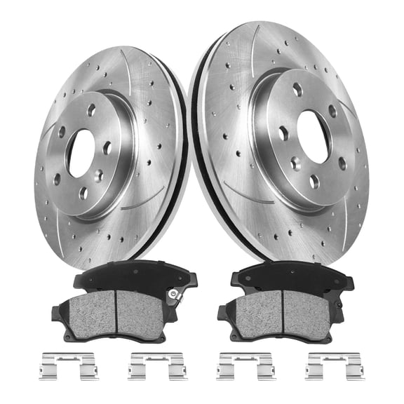 Funire Front Brake Kit for 2011 2012 2013 2014 2015 Chevrolet Cruze Drilled & Slotted Disc Brake Rotors Ceramic Brakes Pads Replacement: 10.87" inch Rotor