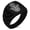 Black, variant on Stainless Steel Evil Eye Hamsa Hand of Fatima Chevron Pattern Biker Style Polished Ring