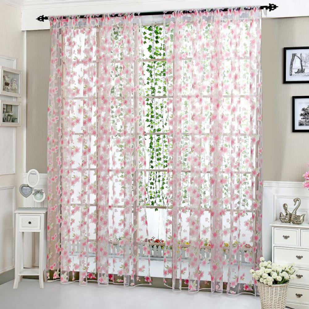 Pink Voile Sheer Curtain Panel Window Balcony Tulle Room Divider Valances New GA 