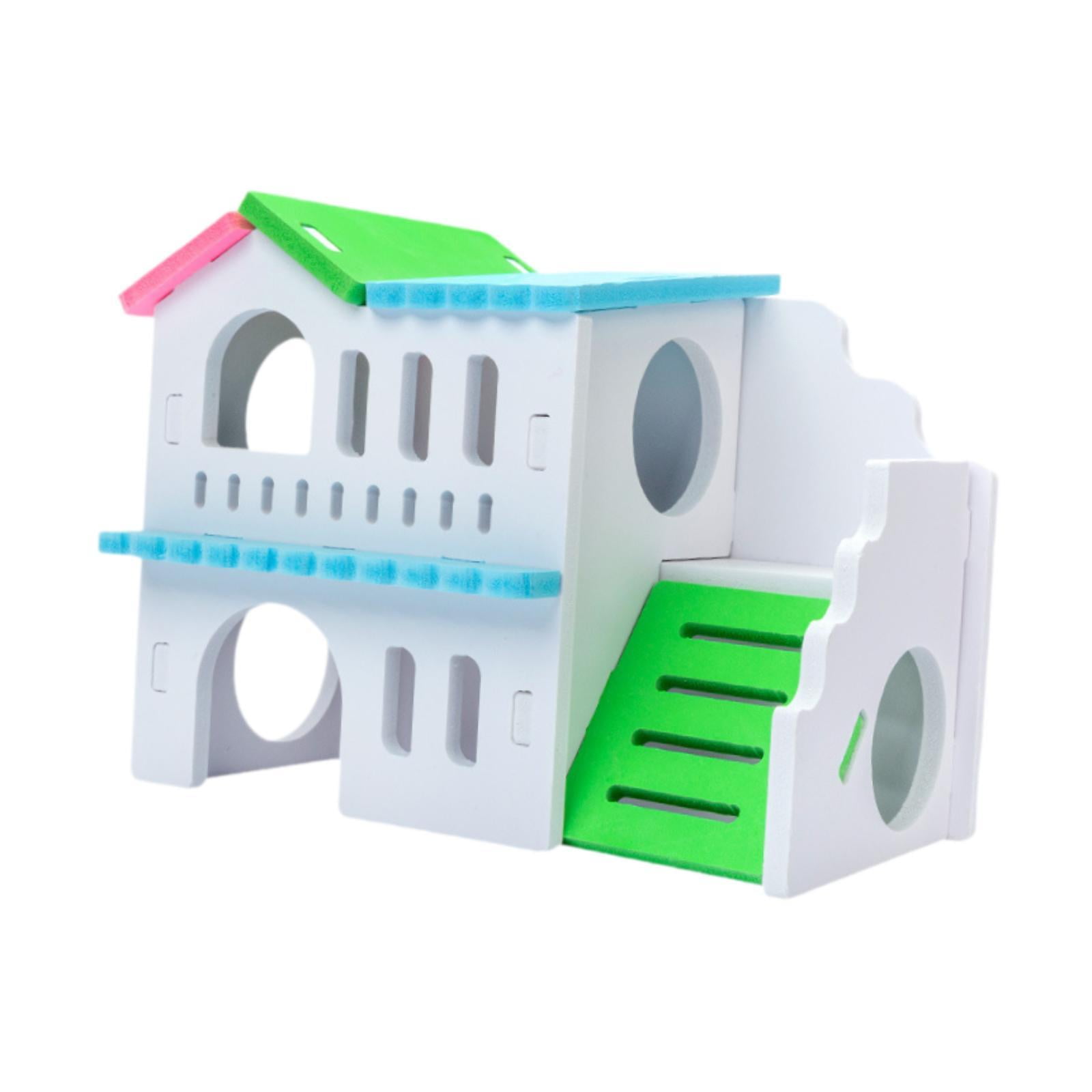 Bothyi Small Animal Hideout Exercise Toys Two Layers Hut for Gerbil Assemble Easily colored