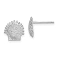 thumbnail image 5 of 14k White Gold Beaded Scallop Shell Post Earrings, 5 of 7