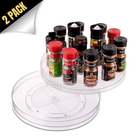 Homeries Round Lazy Susan Rotating Spice Turntable - Clear Food Storage Container