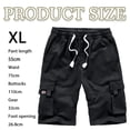 thumbnail image 2 of Pantalones cortos cargo para hombre, cintura elástica, corte relajado, pantalones cortos de trabajo informales de algodón para verano, 2 of 5