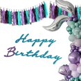 thumbnail image 3 of Guirnalda De Borlas De Tejido Plateado, Verde Azulado, Morado Y Lavanda Para Pancarta De Niña Para Decoraciones De Fiesta Temática De Verano, Paquete De 20, 3 of 5