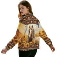thumbnail image 3 of DISNIMO Horse Printed Sweatshirts for Women Sunflower Aztec Printed Jackets Long Sleeve Outwear Zip Front Sweatshirt Jacket with Pockets, XL, 3 of 7