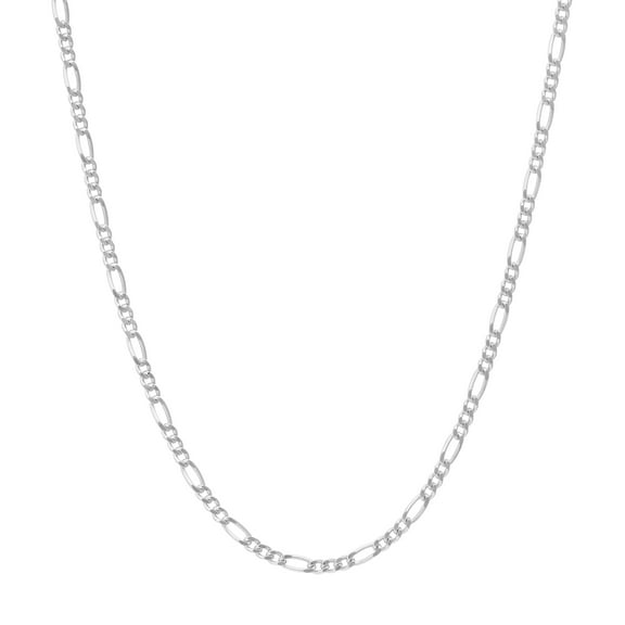 14K White Gold Men & Women's 18" 1.30mm Concave Figaro Chain Necklace