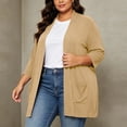 thumbnail image 5 of Elvqul Womens Loose Cardigans Pink Lightweight Sweaters Long Sleeve Fall Winter Plus Size Solid Color Casual Coats for Ladies, 5 of 10