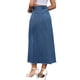 thumbnail image 3 of Falda de mezclilla maxi A Line de cintura alta INSPIRE CHIC para mujer, dobladillo deshilachado, falda de jeans casual 2XL azul, 3 of 6