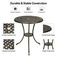 thumbnail image 3 of M optimized 23.6" Round Patio Bistro Table Outdoor Dining Coffee Table with 2" Umbrella Hole, Cast Aluminum Side/End Table for Patio Balcony Backyard Lawn Garden Porch, 3 of 9