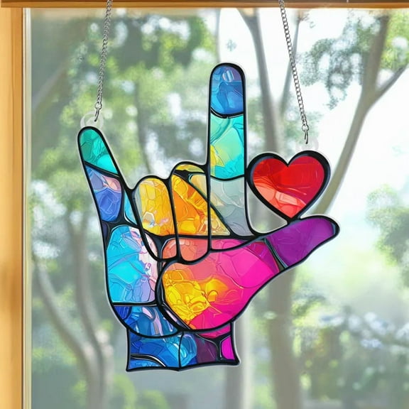 Sign Language Acrylic Suncatcher Window Decor