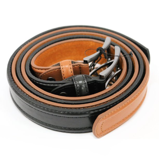 Set of 2 Gold Coast Men's Leather Belt Brown & Black 38