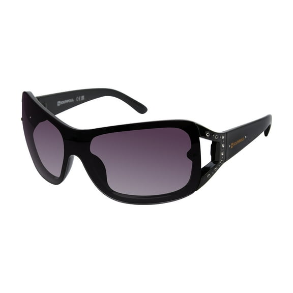 Southpole Women's 1098SP Embellished Wrap UV400 Protective Rectangular Fashion Sunglasses, 59mm
