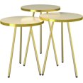 thumbnail image 4 of Set of 3 Nesting END Tables - Round Stacking Coffee Side Tables for Small Spaces, Nightstand Bedside Table for Living Room, Bedroom, Living Room, Balcony, NO-Tools Assembly (Beige/Gold, Sunset), 4 of 12