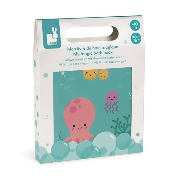 Janod • Mon Livre de Bain Magique • Jouet de Bain pour Tout-Petits Bébé jusqu'à 4 Ans • Les Animaux Apparaissent au Contact de l'Eau • J04717