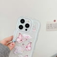 thumbnail image 4 of Compatible with iPhone 16 Pro Phone Case,Glitter Bling Shiny Star Sequin Butterfly Printing,Matte Cute Curly Wavy Frame,Shockproof Anti-fall Soft TPU Aesthetic Clear Phone Case,White, 4 of 11