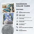 thumbnail image 6 of Mary Maxim Maximum Value Acrylic Grey Yarn for Crocheting, Knitting 474 Yds, Light Grey, 6 of 7