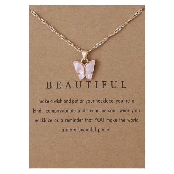 WREESH Sweet Butterfly Necklace Acrylic Color Clavicle Chain Necklace