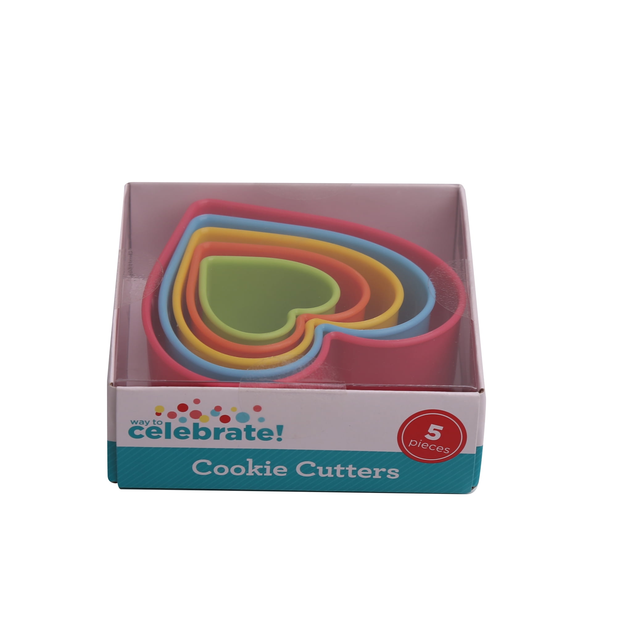 Heart Cookie Cutter Set, Multi-Color, 5 Pieces, Plastic Material, Way to Celebrate