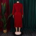 thumbnail image 6 of AURA Plus Size Autumn Pleated A Line Commuter Dress Elegant High Waist Midi OL Dress XL XXXL, 6 of 10