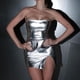 thumbnail image 1 of Vestido Sin Tirantes Vestido plateado de PU con abertura tipo bandeau Kuymtek para Mujer Plata T S, 1 of 9