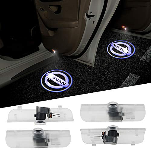 2pcs Fit for Nissan LED Car Door Light Laser Projector Light Welcome Shadow Light Car Logo Bulb Kit Compatible with Nissan Altima Armada Maxima Titan Quest