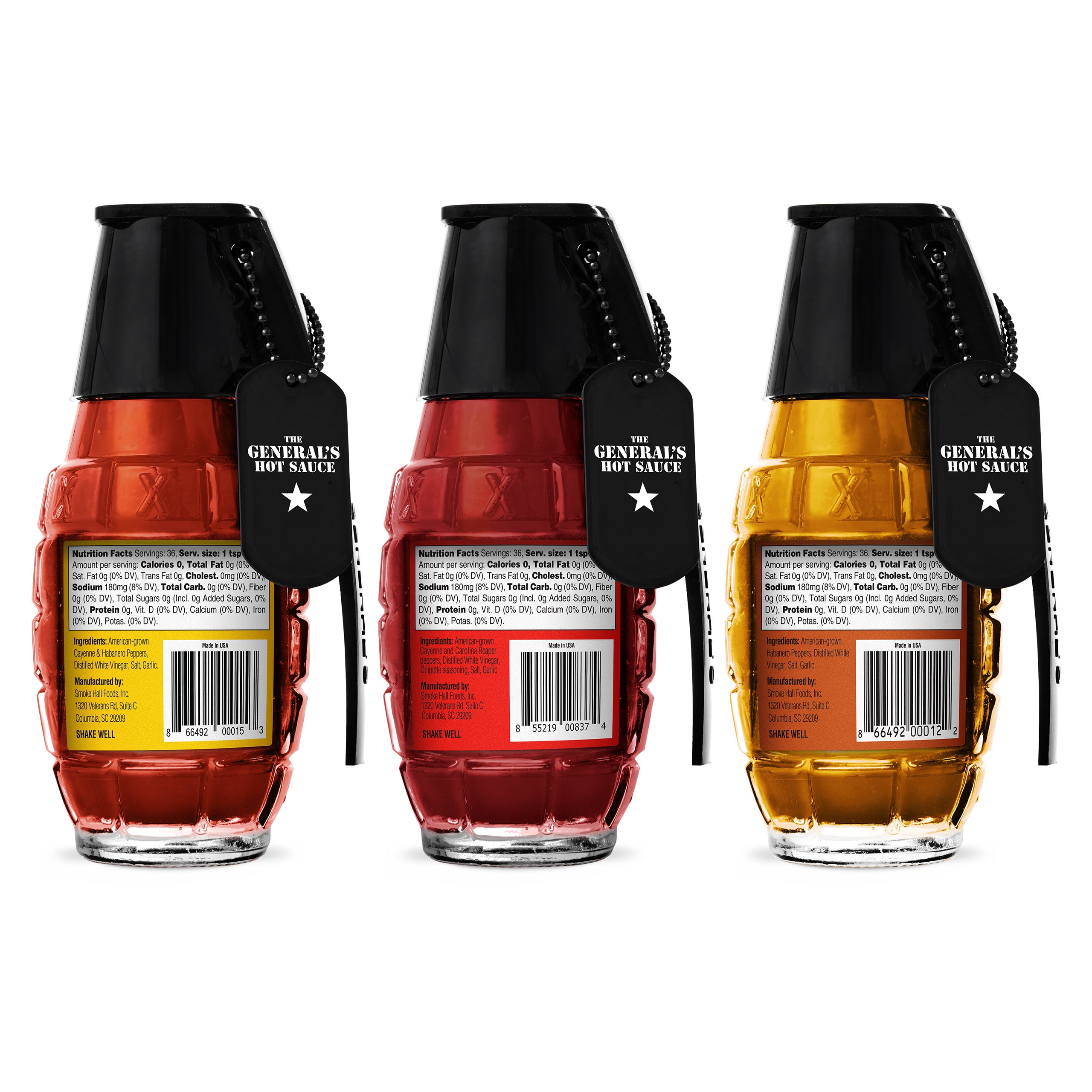 The General’s Hot Sauce Scorched Earth 3-Pack with Hottest Carolina Reaper, Habanero & Cayenne Peppers, 3-Pack (6oz Bottles)