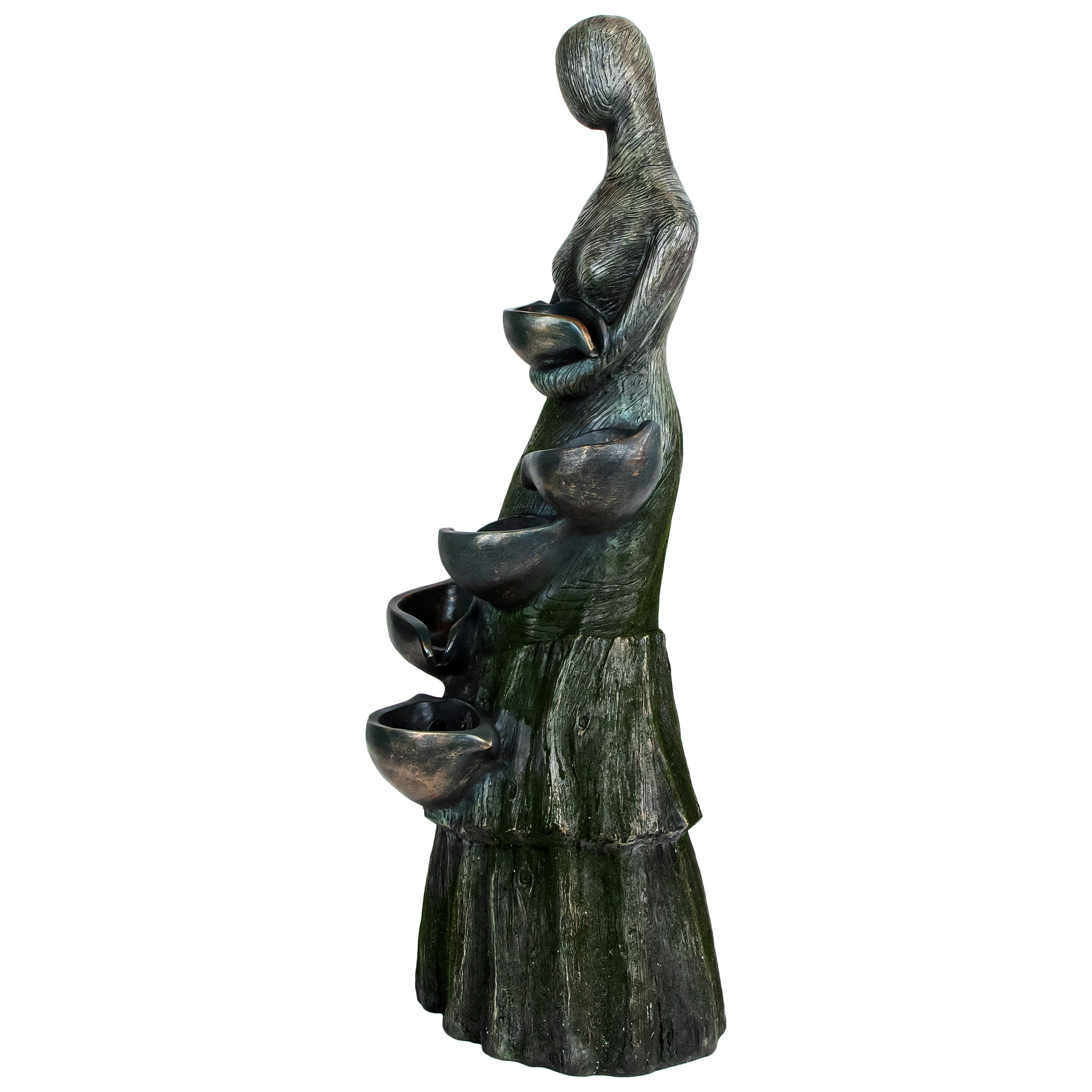 Northlight 39" Lighted Modern Faceless Woman Tiered Outdoor Garden Water Fountain