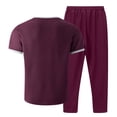 thumbnail image 5 of PNTUTB Summer Men's Solid-Color Suit Set Casual 2 Piece Outfitss Loose Short-Sleeve Crew-Neck Top and Elastic-Waist Drawstring Pants Two-Piece Set, 5 of 6