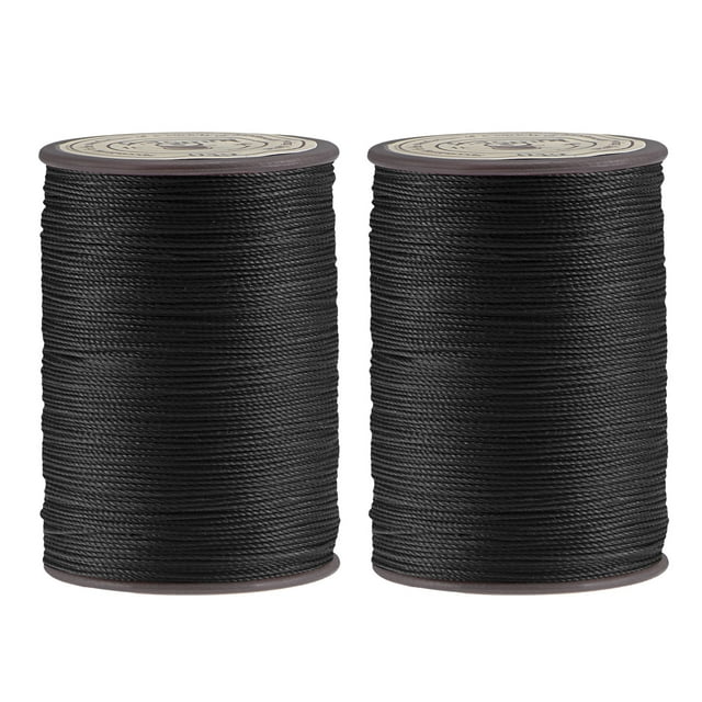 Unique Bargains 2 Pack Thin Waxed Thread 137 Yards 0.55mm Polyester String Cord for Machine Sewing Hand Quilting Weaving, Black