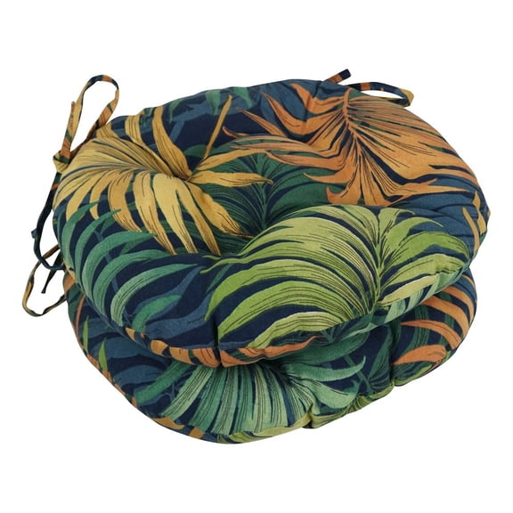 Blazing Needles 16-inch Spun Polyester Patterned Outdoor Round Tufted Chair Cushions (Set of 2)