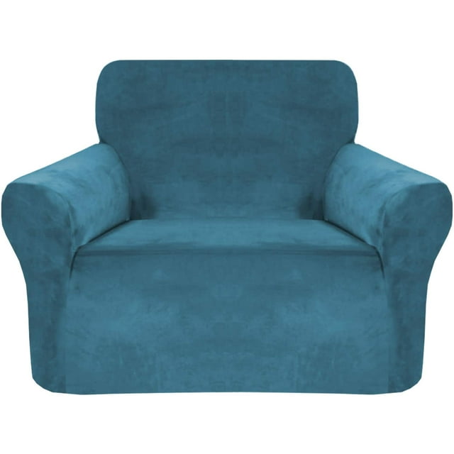 Housse de Sofa Extensible, Housse de Sofa, Protège-Canapé Lavable à la Machine, Housse/protecteur de Meuble Élégant en Spandex Velours Peluche pour Canapés à 1 Coussin (Bleu Paon, 1 Place)