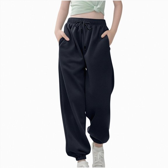 Gubotare Sweatpants for Girls Long Girls Sweatpants Soft Joggers Casual Athletic Sweatpants for Girls Size 9-10 (Navy,9-10 Years)