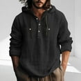 thumbnail image 2 of JUUYY Mens Casual Hoodies Long Sleeve Button Up Hooded Shirts Loose Fit Lightweight Vacation Beach Yoga Hoodie Sweatshirts Black XXL, 2 of 5