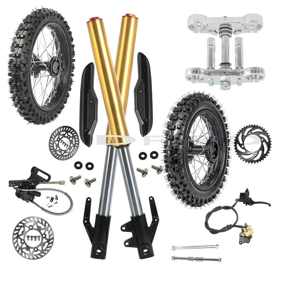 14" 12" Wheels Combo Disc Brake Kit 80/100-12 & 60/100-14 Dirt Bike Tire and Rim  630mm Front Forks Triple Tree   12mm Axle For Pit Bike XR CRF SSR Apollo Taotao 70cc 110cc 125cc