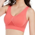 thumbnail image 2 of Wuxian Women Brassiere No Underwire Plus Size No V Neck Scalloped Wireless Push Up Bra With Soft Support Comfort Bralette,Watermelon Red,Xxxxl, 2 of 4