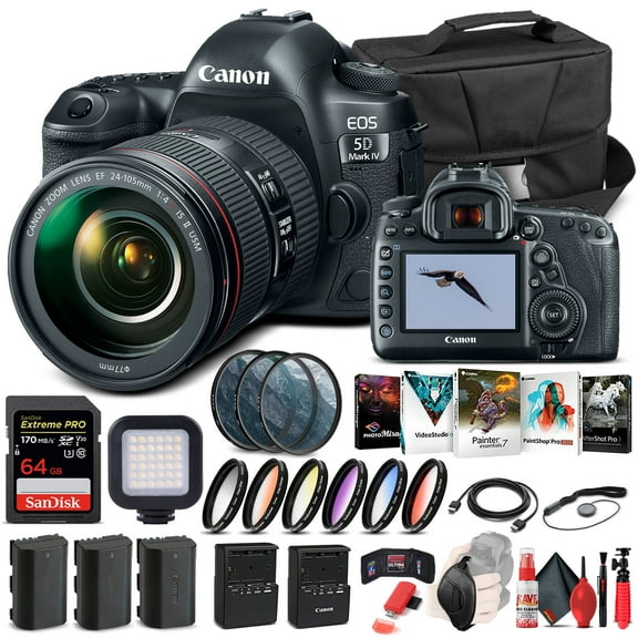 Canon EOS 5D Mark IV Camera W/ 24-105mm F/4L II Lens 1483C010 - Advanced Bundle (International Version)