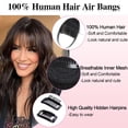 thumbnail image 5 of Bangs Hair Clip in Bangs, 100% Human Hair Wispy Bangs Clip in Hair Extensions, Clip on Bangs Fringe with Temples Hairpieces for Women(Brown Black), 5 of 9