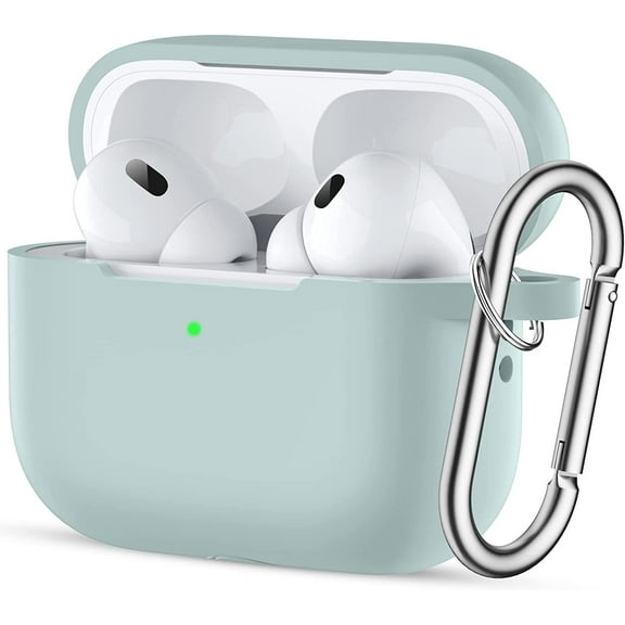 AirPods Pro 2nd Generation Case 2022, Silicone Protective Charging Case Skin with Keychain Compatible with Apple AirPods Pro 2/1 Case for Women Men Girls Boys, Front LED Visible, Powder Blue